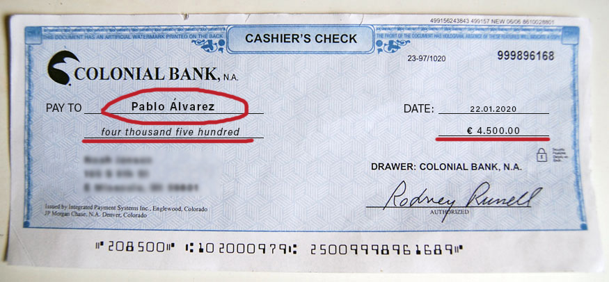 Pablo recibio un cheque por valor de 4.500 euros por sus primeras dos semanas de uso de Quantum AI